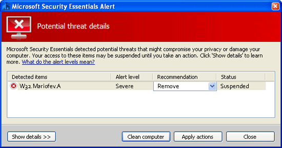 W32.Mariofev.A detection