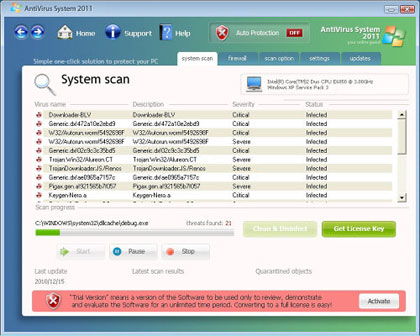 remove antivirus system 2011 manually
