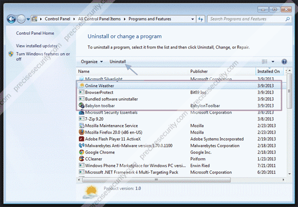bundled software uninstaller