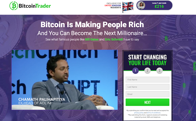 Bitcoin Trader Homepage